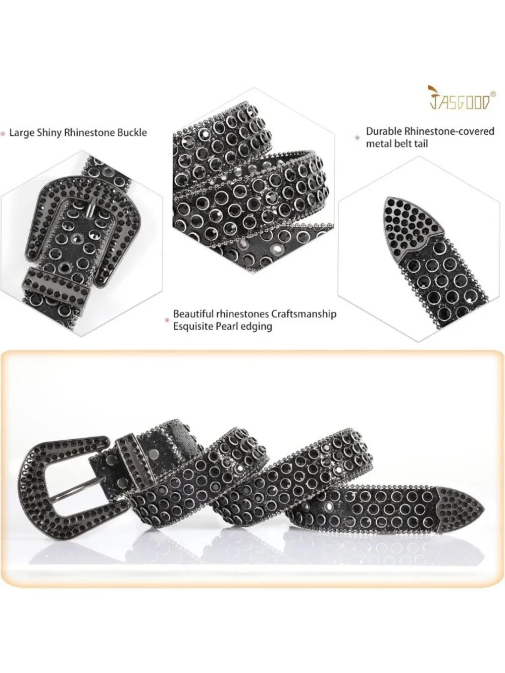 Bling Rhinestone Western Cowgirl Belt | Studded Leather Diamond Waist Belt for